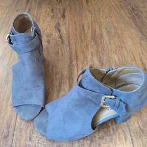 Gray Peep Toe Ankle Booties
